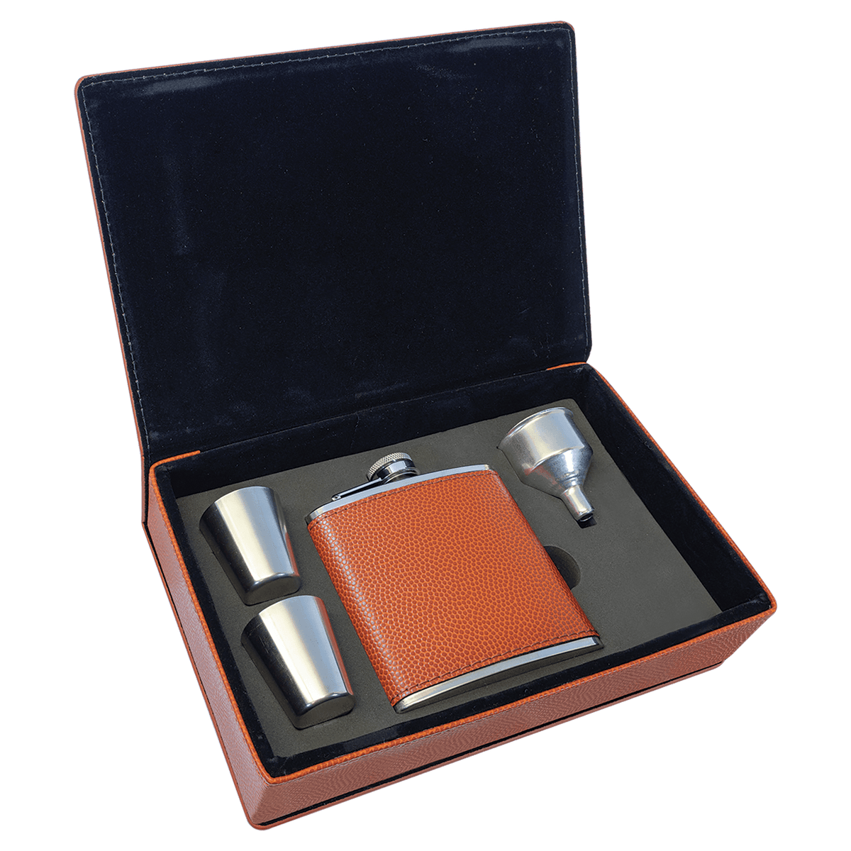 6 oz. Leather Flask Gift Set with 2 Shot Glasses