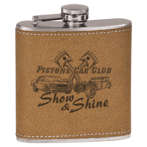 Personalized 6 oz Leather Wrapped Metal Flask