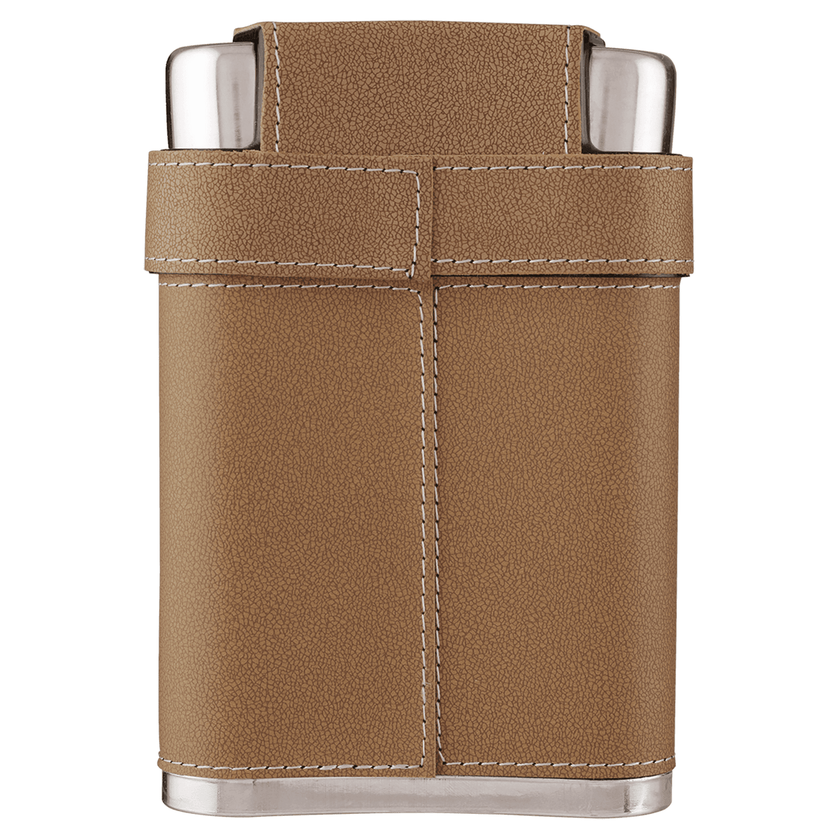 7 oz. Leather Flask with Lid and 3 Shot Glasses