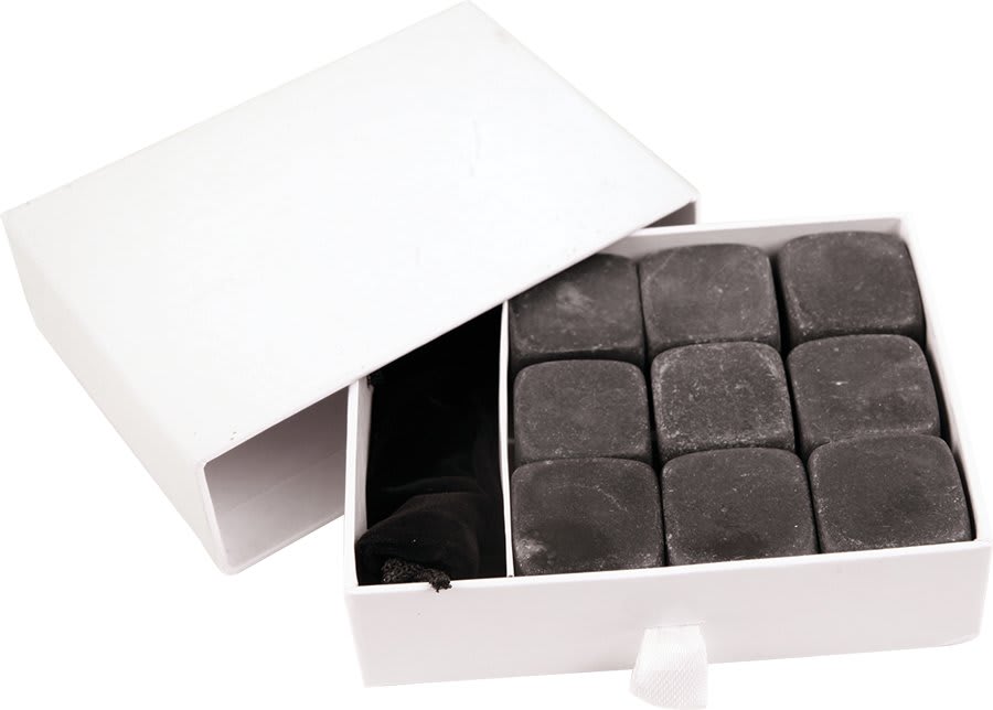 9-Piece Granite Whiskey Stone Set with Velvet Pouch