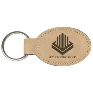 3in Leather Oval Key Chain