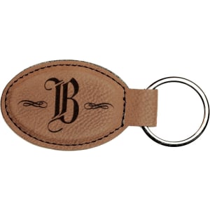 3in Leather Oval Key Chain