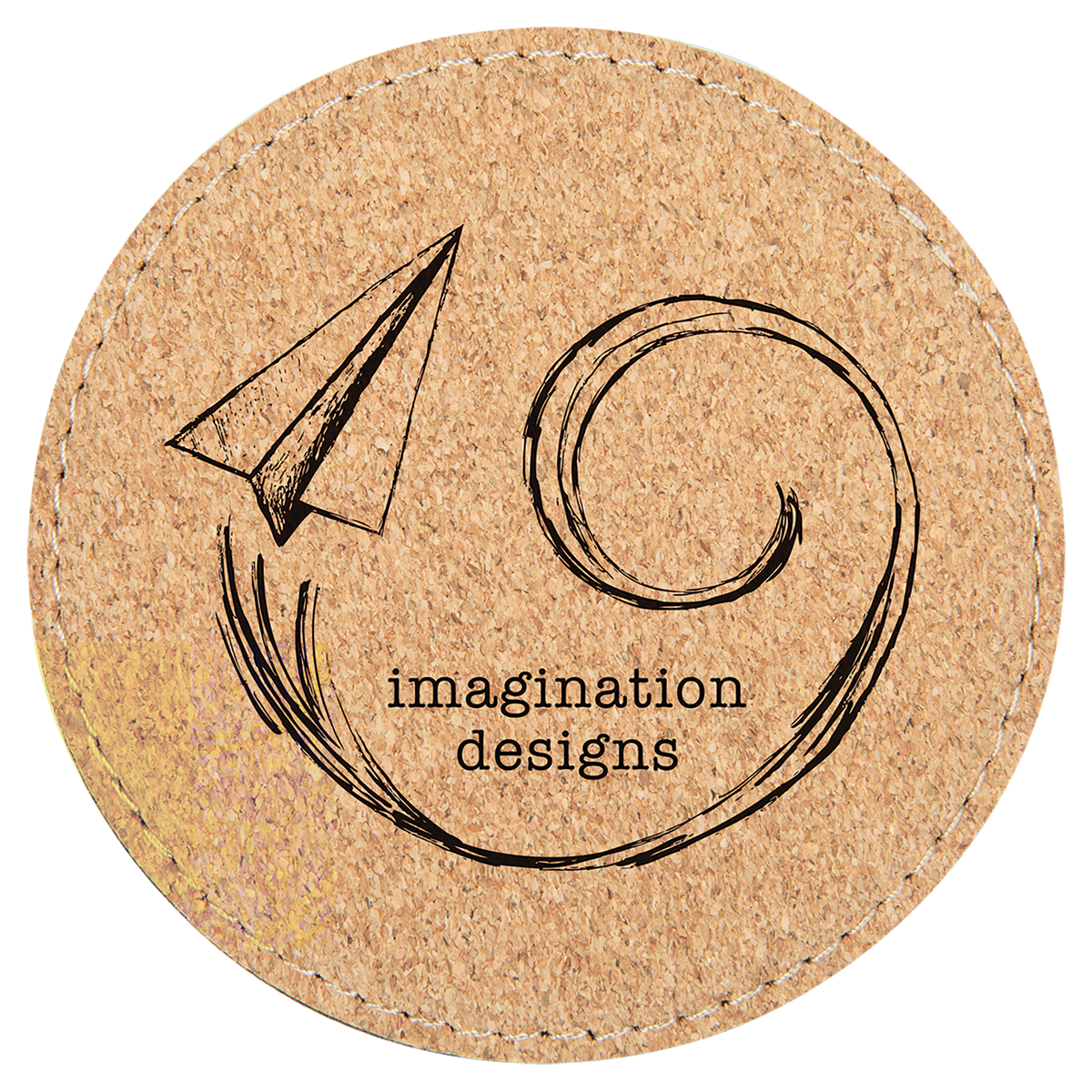 Round Cork Coaster with Stitching Set