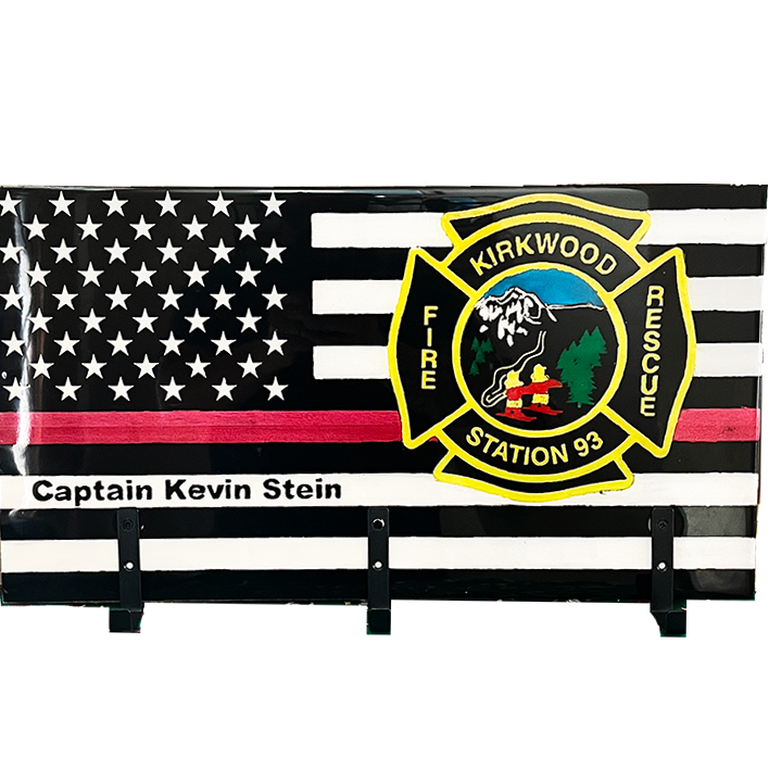 Custom Thin Red Line Wooden Firefighter Flag