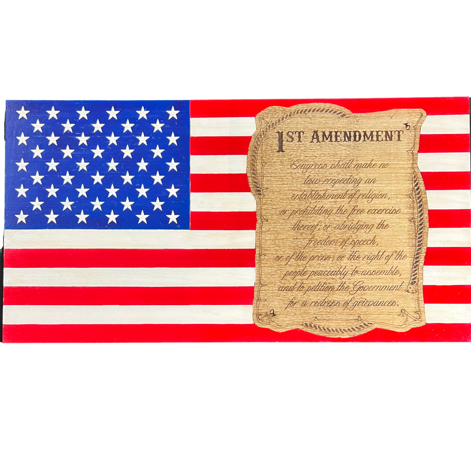 Painted American Flag with Engraved 1st Amendment Inlay