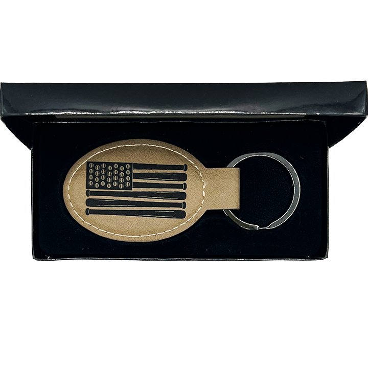 Baseball Flag Leather Keychain