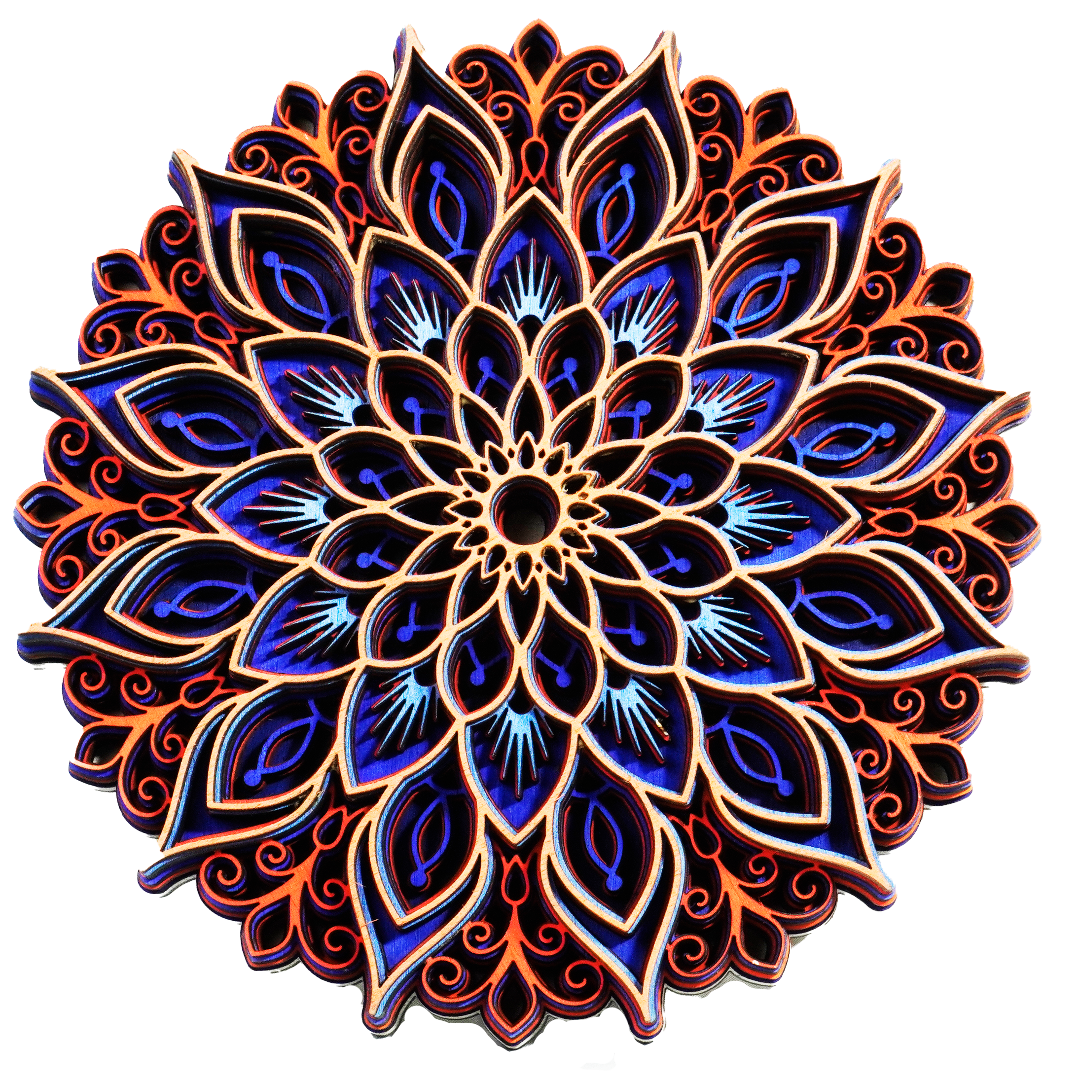 Wooden 6 Layer Mandala Painted Art Piece