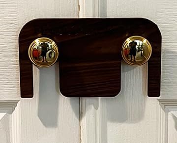 PetBlocker Duo French Door Hanger and Door Lock, Solid Walnut Hardwood, Standard Size