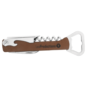 Custom Engraved Leatherette Wine Bottle Opener | Corkscrew & Foil Cutter