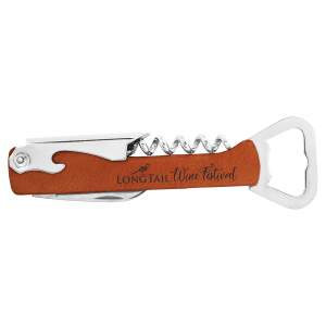 Custom Engraved Leatherette Wine Bottle Opener | Corkscrew & Foil Cutter