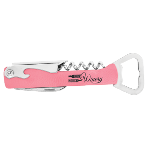 Custom Engraved Leatherette Wine Bottle Opener | Corkscrew & Foil Cutter
