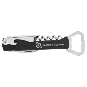 Custom Engraved Leatherette Wine Bottle Opener | Corkscrew & Foil Cutter