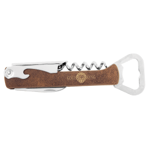 Custom Engraved Leatherette Wine Bottle Opener | Corkscrew & Foil Cutter