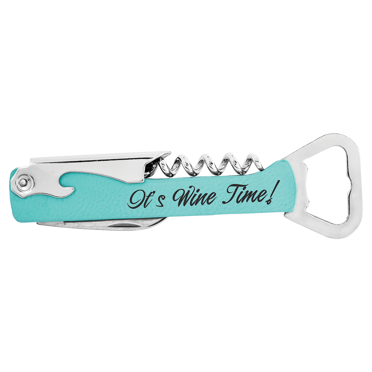 Custom Engraved Leatherette Wine Bottle Opener | Corkscrew & Foil Cutter