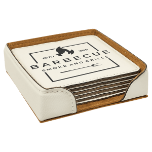 Square Leatherette Coaster Set - 6-Piece Set