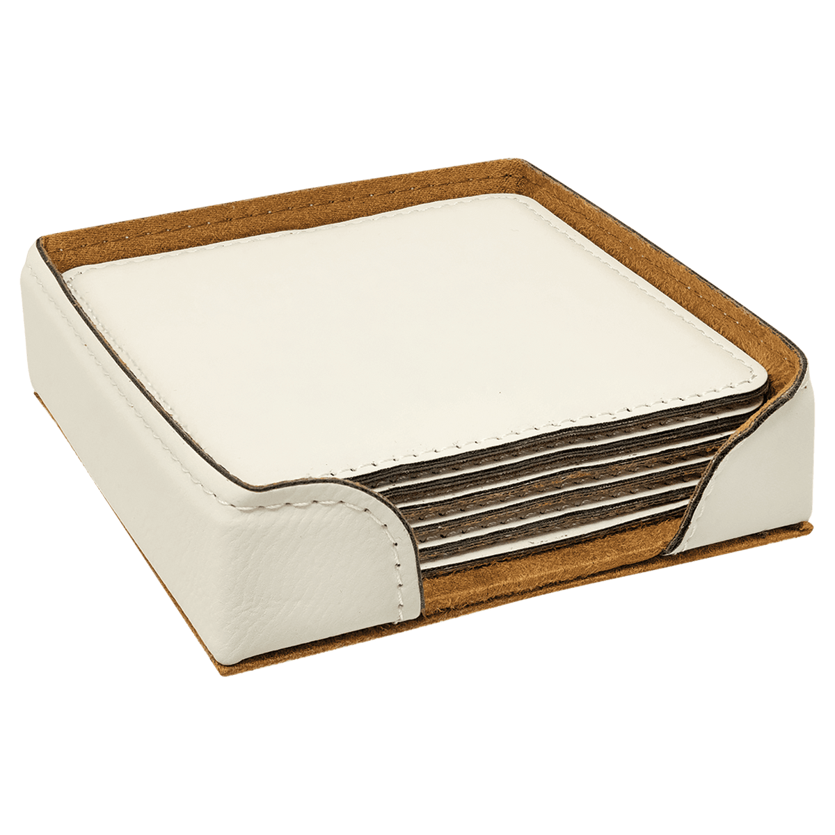 Square Leatherette Coaster Set - 6-Piece Set