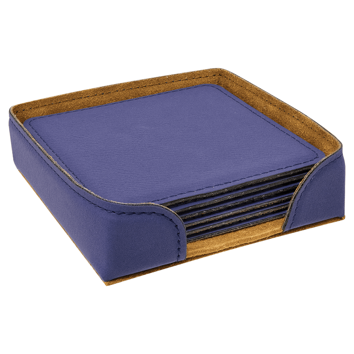 Square Leatherette Coaster Set - 6-Piece Set
