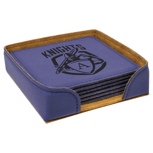 Square Leatherette Coaster Set - 6-Piece Set