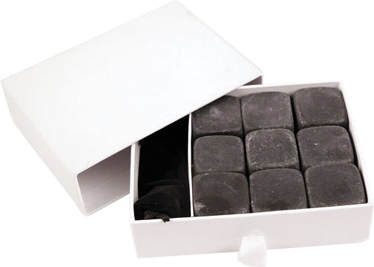 9-Piece Granite Whiskey Stone Set with Velvet Pouch