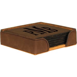 Square Leatherette Coaster Set - 6-Piece Set