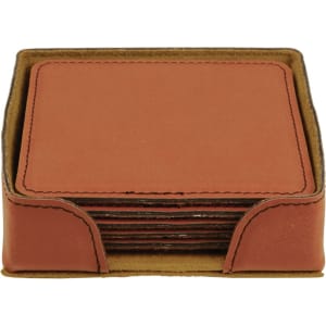 Square Leatherette Coaster Set - 6-Piece Set