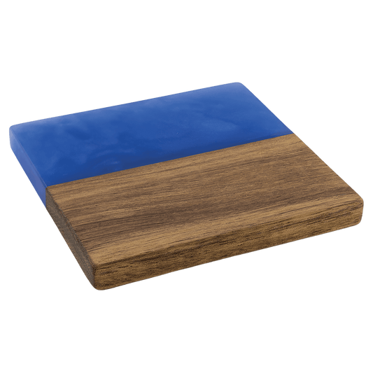 Square Acacia Wood & Resin Accent Coaster Set