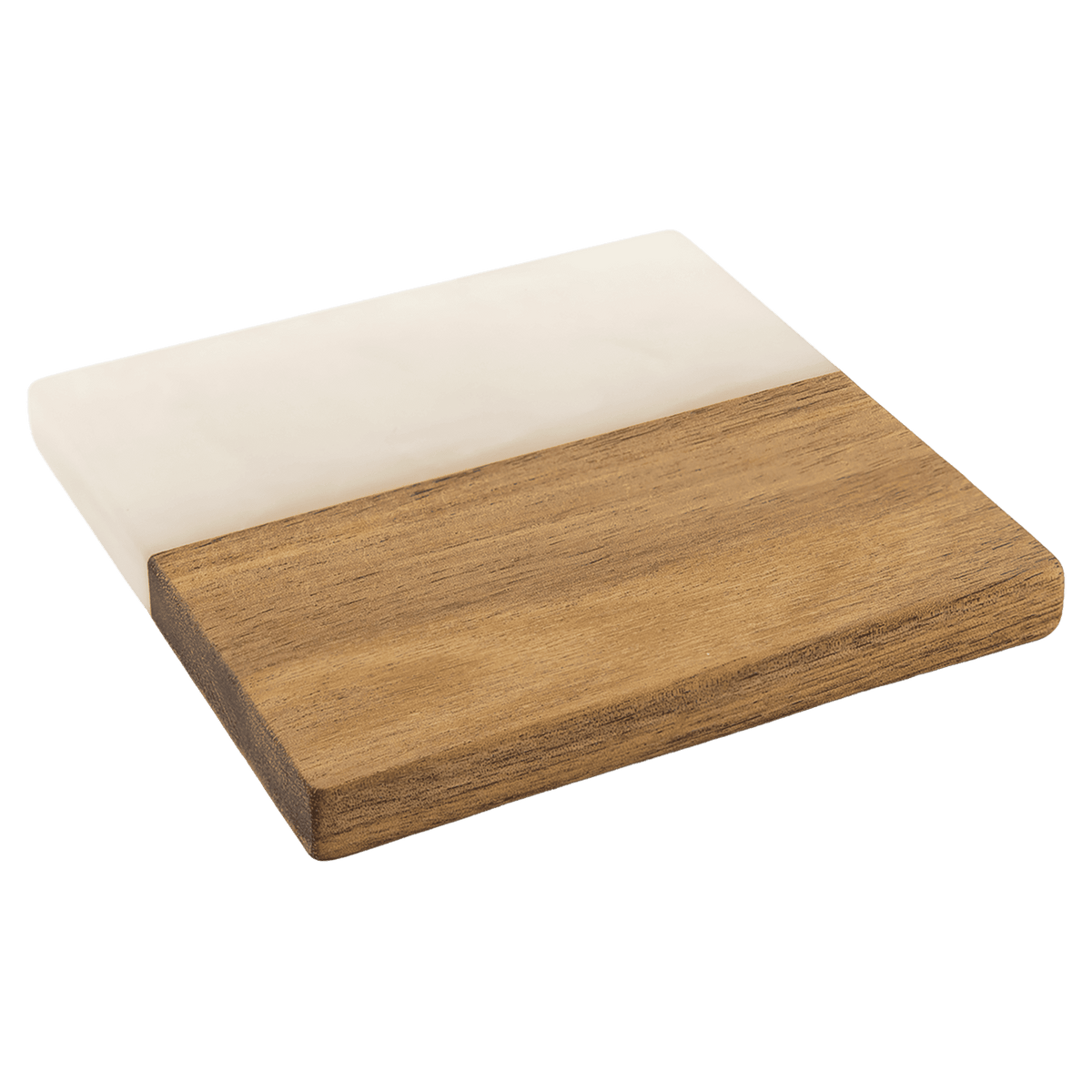 Square Acacia Wood & Resin Accent Coaster Set