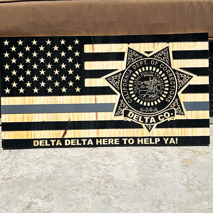 Personalized US Flag with California Department of Corrections Badge