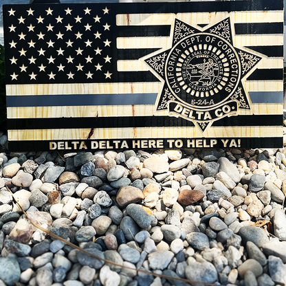 Personalized US Flag with California Department of Corrections Badge