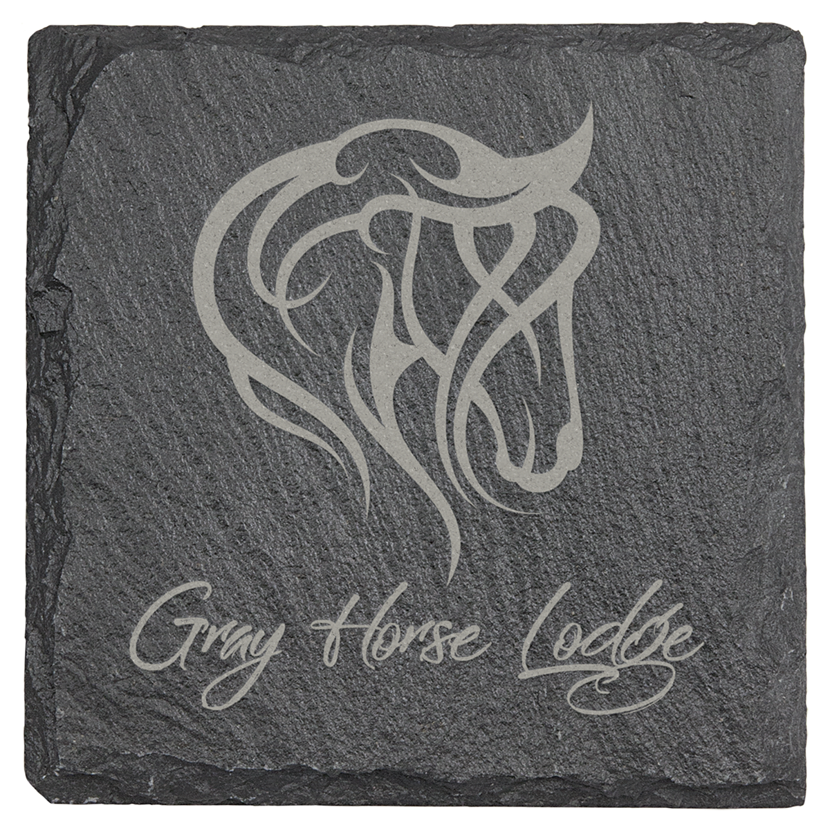 4 Inch Square Slate Coaster Set - Pair of 2