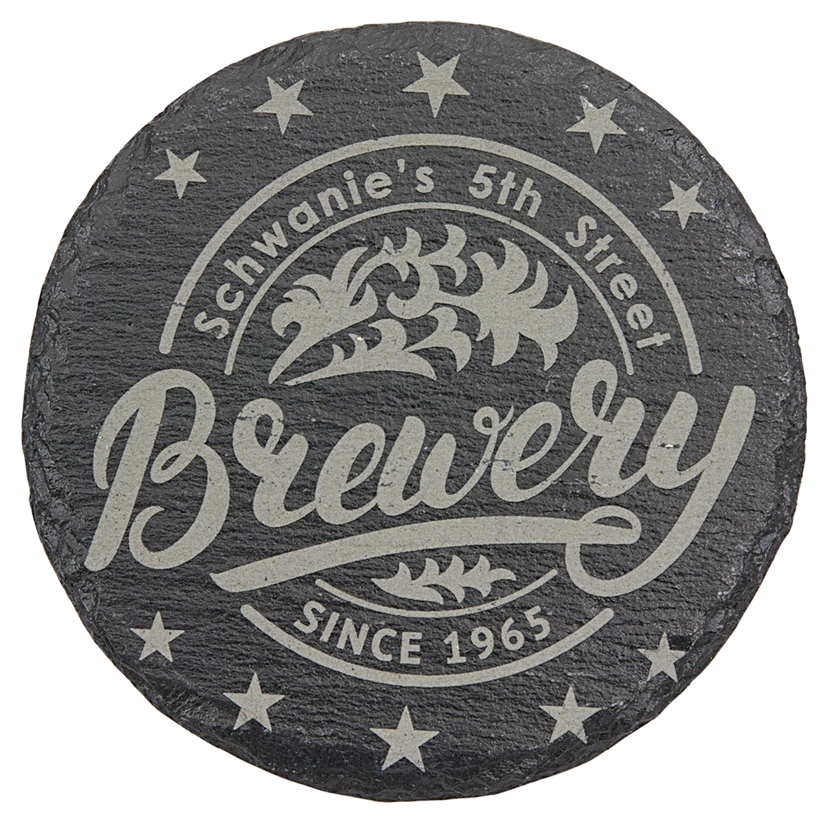 4 Inch Round Slate Coaster Set - Pair of 2