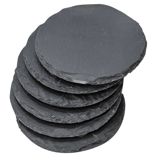 Round Slate Coaster Set-6 Piece