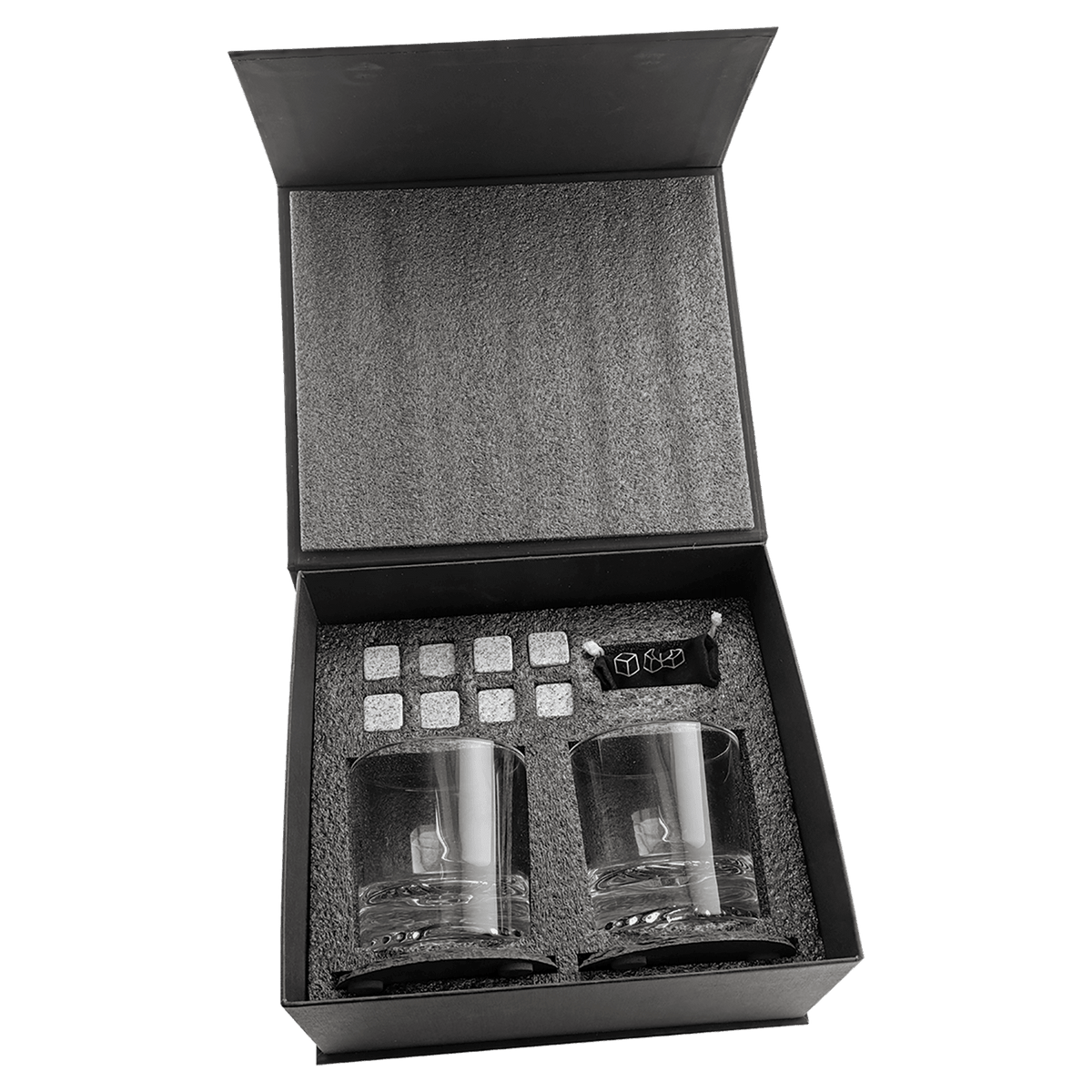 Whiskey Gift Set with Glasses, Coasters & Stones